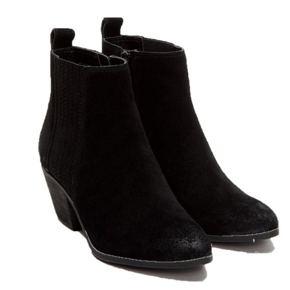 FRYE Black Suede Ankle Heeled Booties